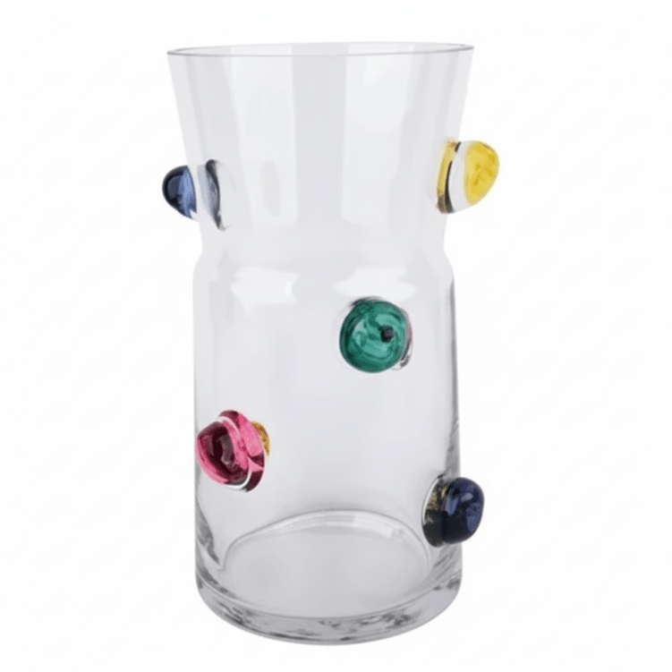 Vaso De Vidro Alto Relevo 25Cm - Entrecasa